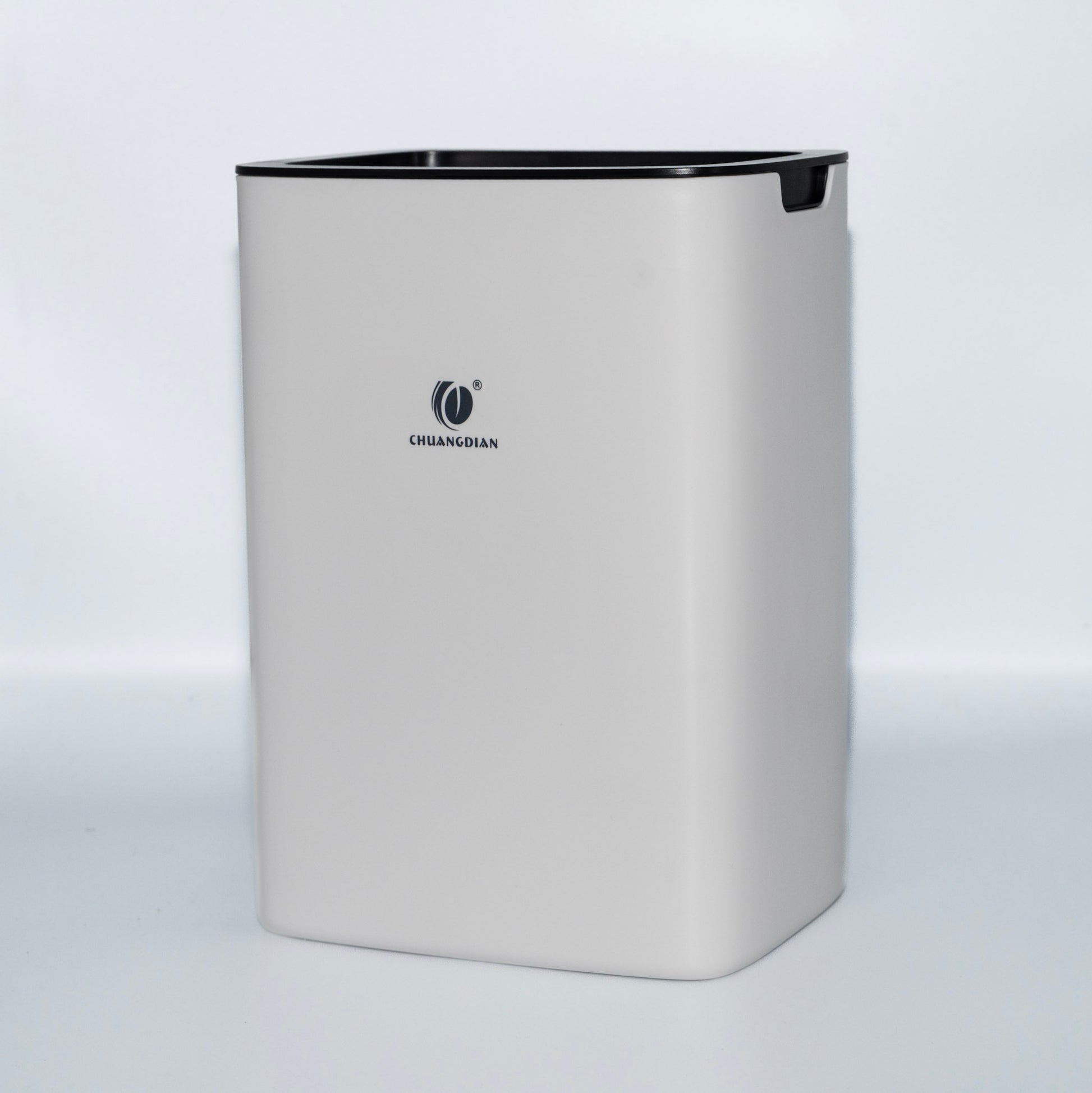 White trash bin with black top on a white background – Quickway Supplies