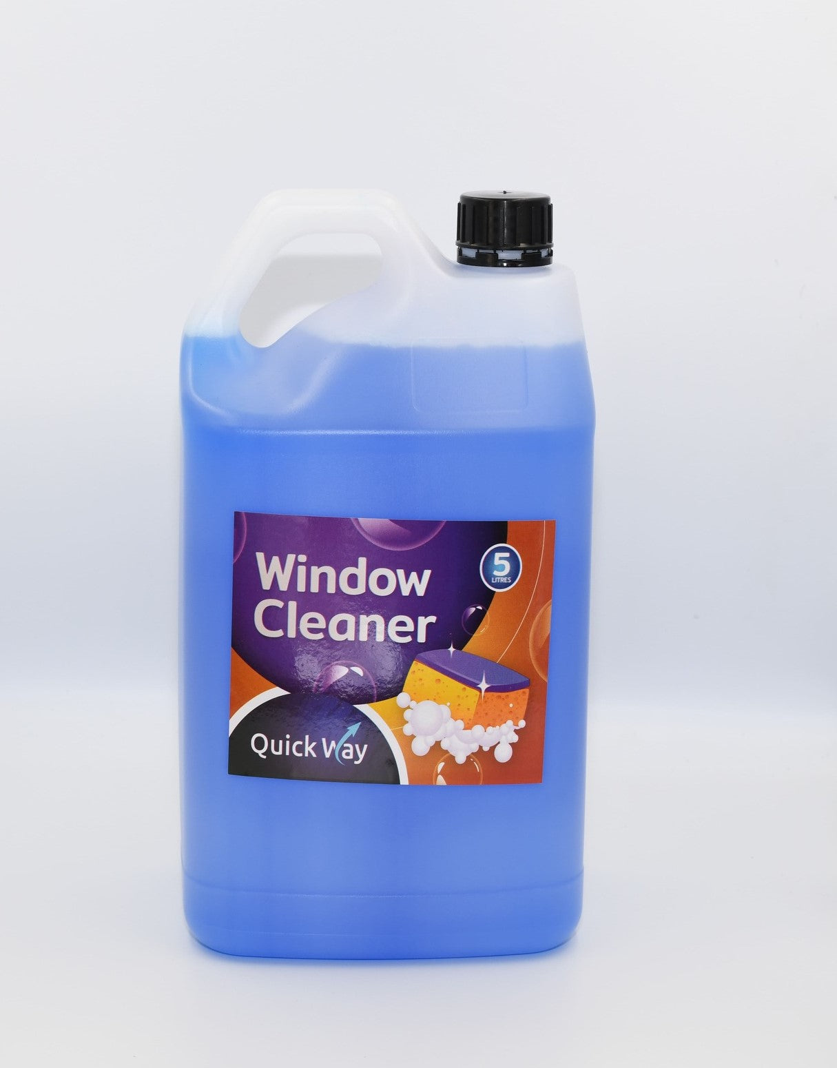 One blue containers of QuickWay Window Cleaner with product labels facing forward. - Quickway Supplies