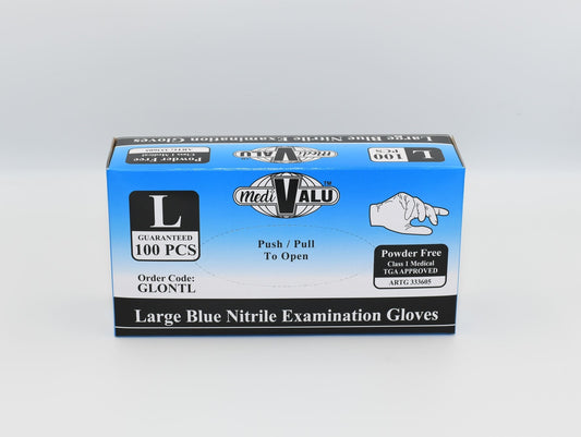 Blue Nitrile Examination Gloves L
