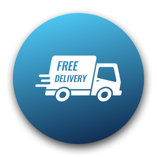 Free delivery truck icon on a blue circle – Quickway Supplies